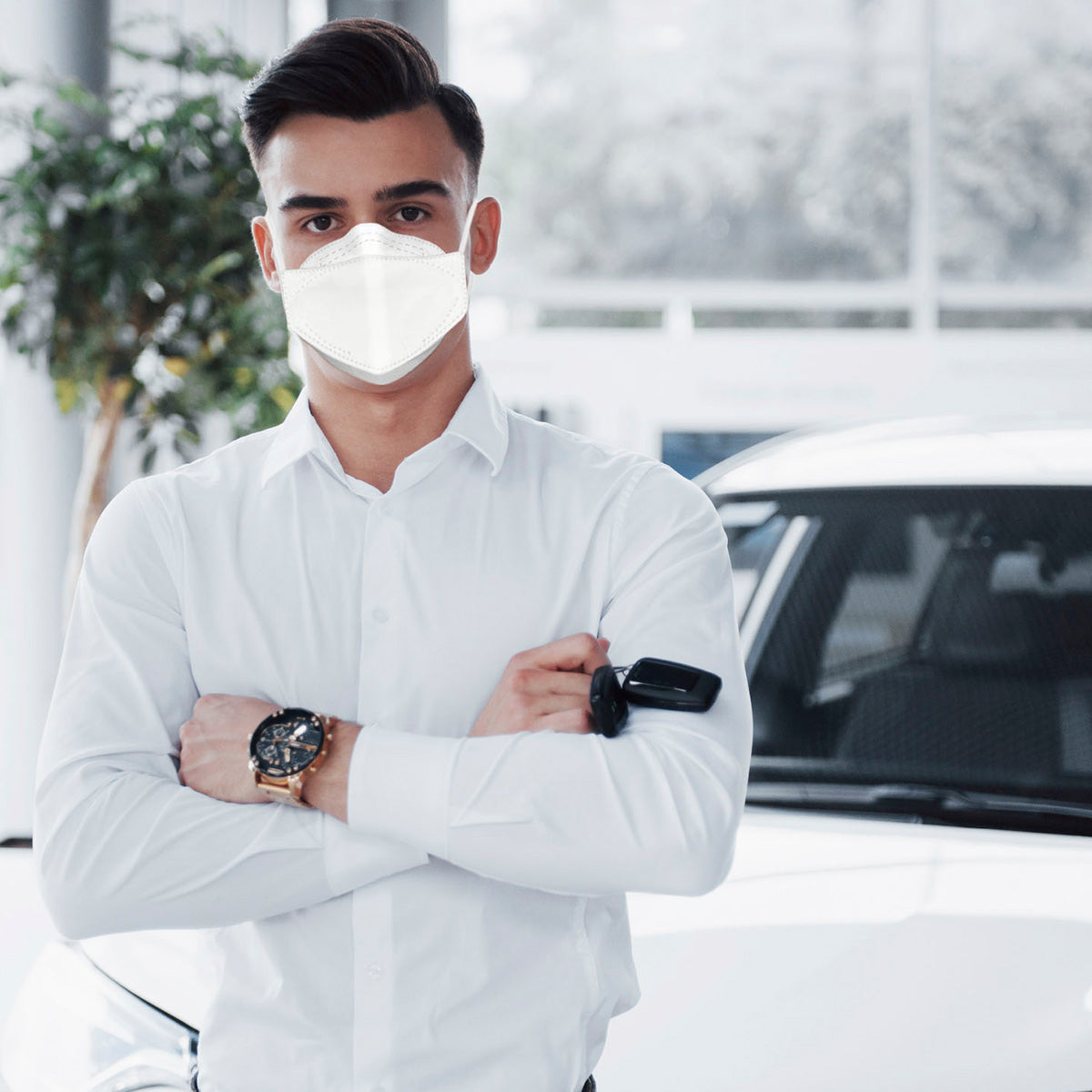 White N95 Masks - Size Large (Dent-X Canada FN-N95-508 Model - Box of 10 Disposable Masks)