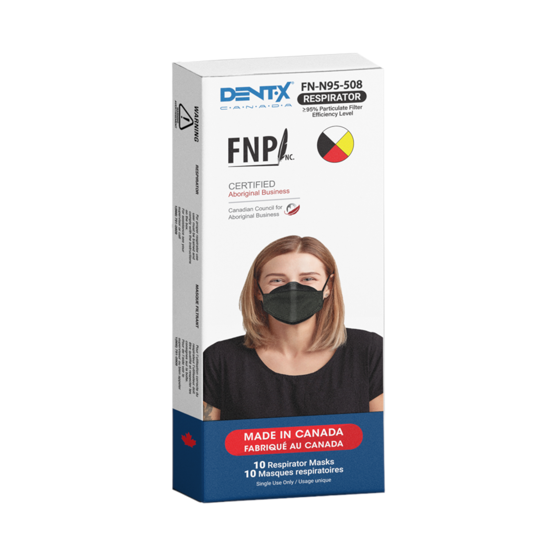 Black N95 Mask Made in Canada Large Dent-X Canada FN-N95-508 Model