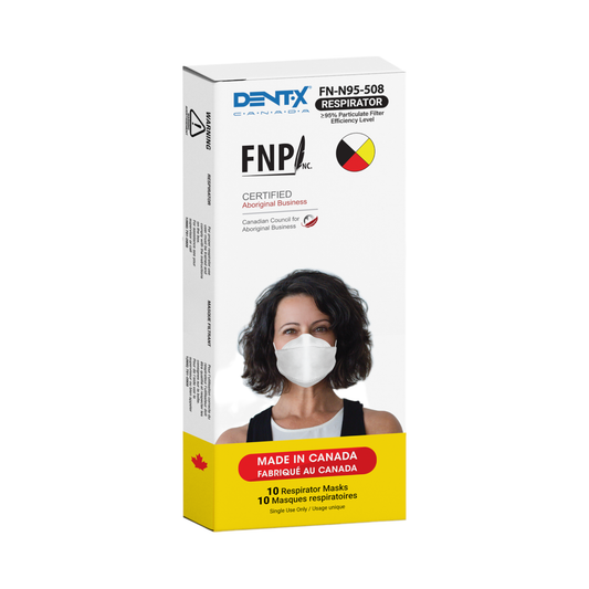 White N95 Masks - Size Large (Dent-X Canada FN-N95-508 Model - Box of 10 Disposable Masks)