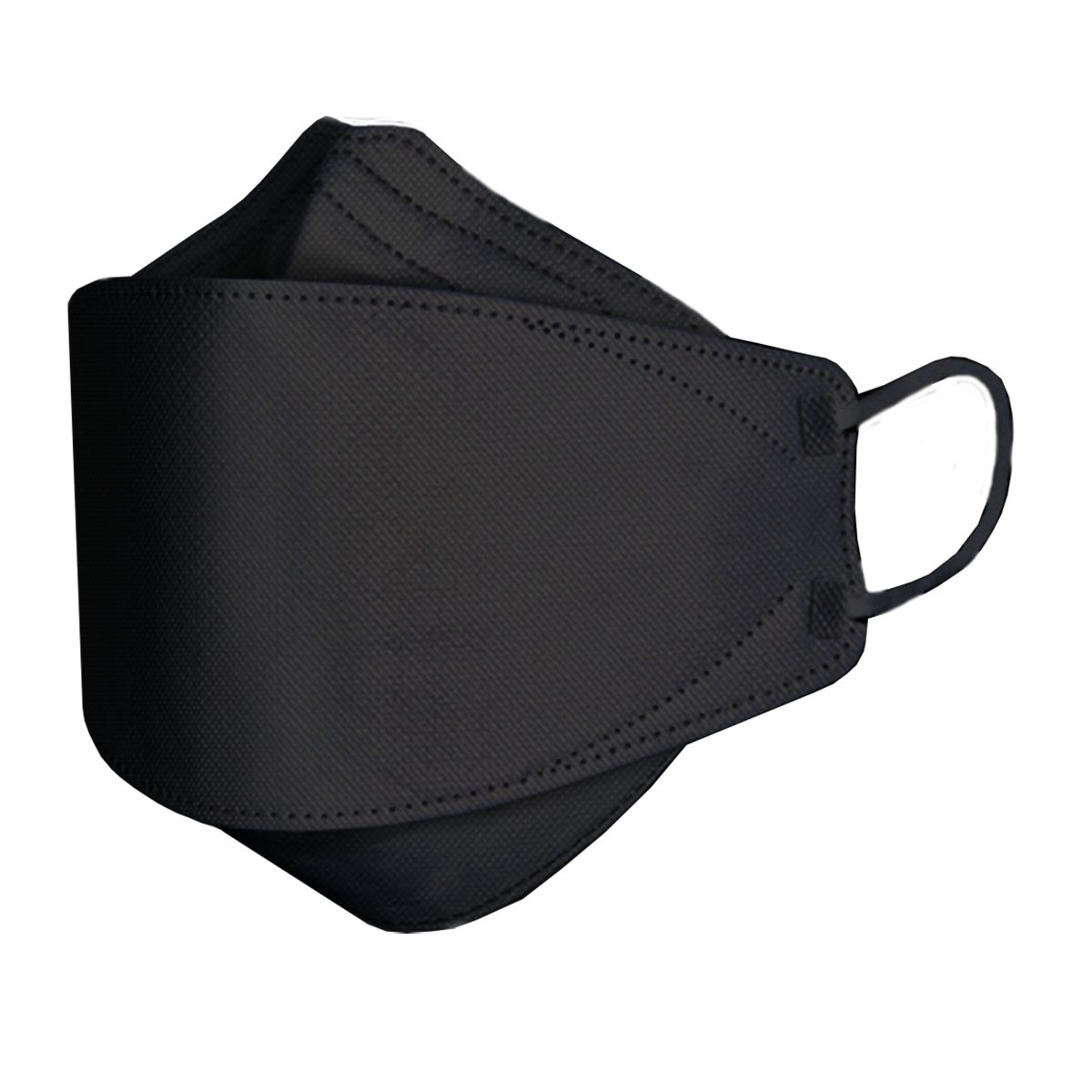 Side view of a 4 layer black mask with adjustable nose piece and 3D Fit
