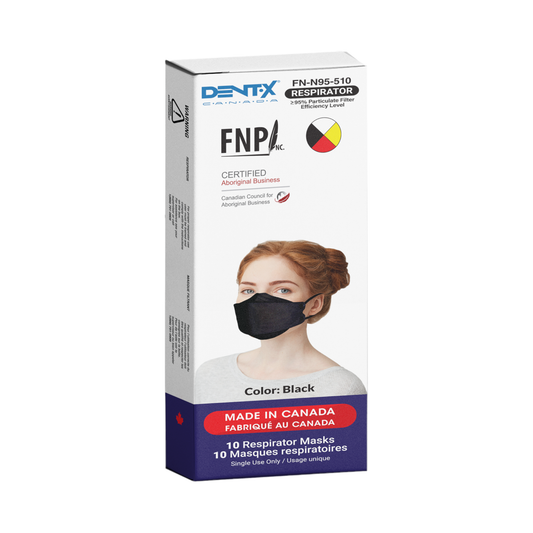 Black N95 Masks - Size Medium (Dent-X Canada FN-N95-510 Model - Box of 10 Disposable Masks)