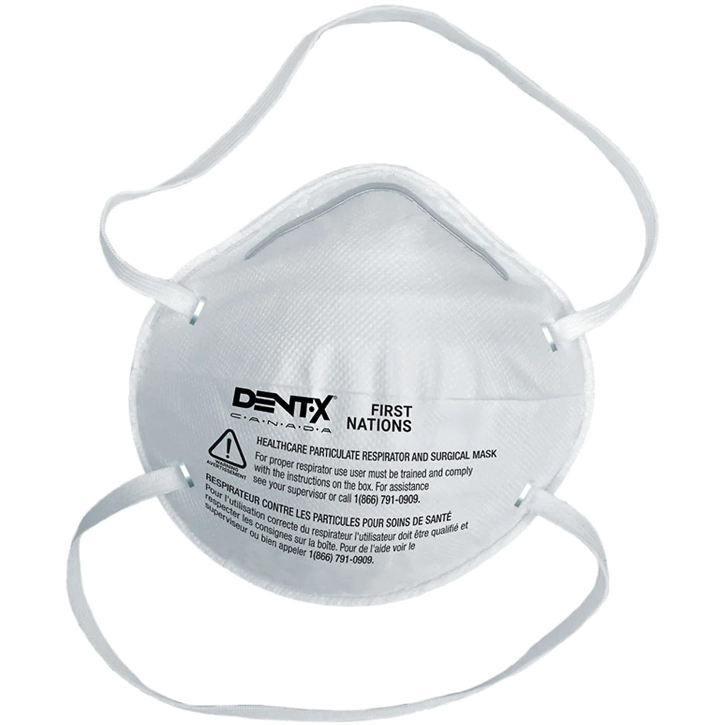 White N95 Respirators with Headstraps - Cup Style N95 Masks Made in Canada N95 Mask by Dent-X Canada - FN-N95-2020H Model - Healthcare Particulate Respirator and Surgical Mask - BOX OF 20 MASKS
