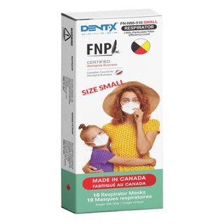 White N95 Masks - Size Small (Dent-X Canada FN-N95-510 Small Model - Box of 10 Disposable Masks)